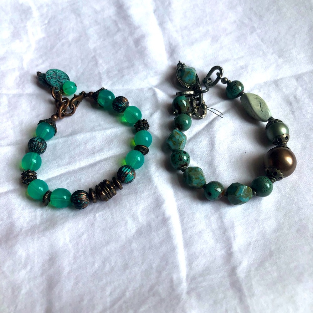 Set of 2 Beaded Stone Bracelets